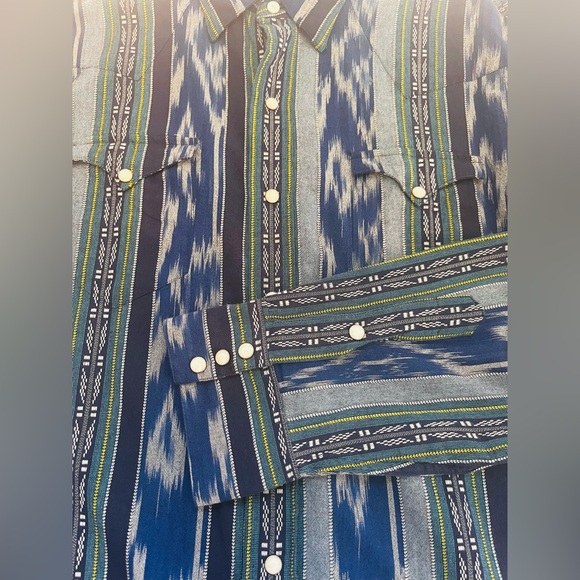 Vintage Polo Ralph Lauren Shirt Mens XXL Aztec Blue Southwest Cowboy Pearl Snap - Picture 4 of 8